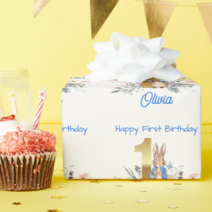 Benutzerdefinierter Name Klassischer Hase Erster G Geschenkpapier