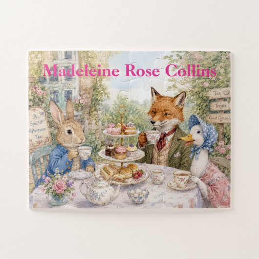 Benutzerdefinierter Name Klassischer Hase Fuchs & Puzzle (Horizontal)