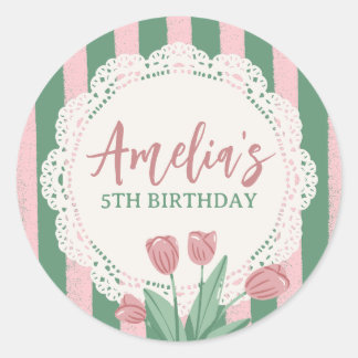 Benutzerdefinierter Name Kokette Rosa Schleife Vin Runder Aufkleber