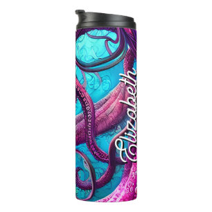 Benutzerdefinierter Name Kraken Tentakel Rosa Okto Thermosbecher
