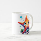 Benutzerdefinierter Name Lächeln Orange Starfish L Kaffeetasse (VorderseiteRechts)