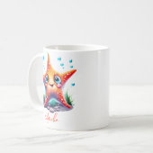 Benutzerdefinierter Name Lächeln Orange Starfish L Kaffeetasse (Vorderseite Links)