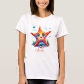 Benutzerdefinierter Name Lächeln Orange Starfish L T-Shirt (Vorderseite)