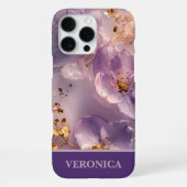 Benutzerdefinierter Name Lavendel Blumen Gold Pers iPhone Hülle (Rückseite)