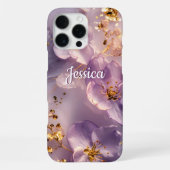 Benutzerdefinierter Name Lavendel Blumen Gold Pers iPhone Hülle (Rückseite)