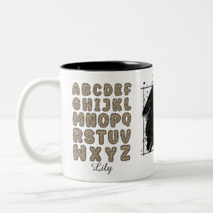 Benutzerdefinierter Name Leopard Alphabet Zweifarbige Tasse