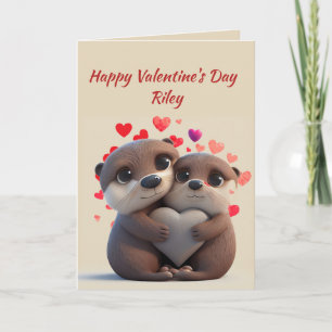 Benutzerdefinierter Name Liebe Süßer Otter Tiere H Feiertagskarte