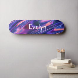Benutzerdefinierter Name Lila Abstrakter Cyberpunk Skateboard