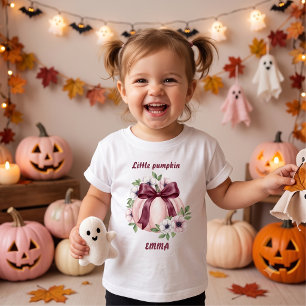 Benutzerdefinierter Name Little Pumpkin Floral Pin Baby T-shirt