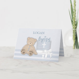 Benutzerdefinierter Name, Logan, Blauer Taufkuchen Karte