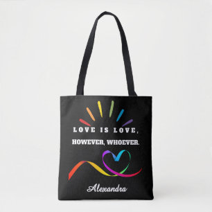 Benutzerdefinierter Name Love is Love Minimalist P Tasche