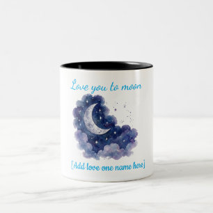 Benutzerdefinierter Name Love You to the Moon Wass Zweifarbige Tasse