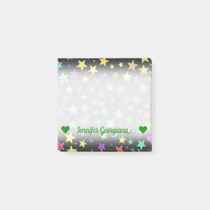 Benutzerdefinierter Name; lustiges, farbiges Stern Post-it Klebezettel