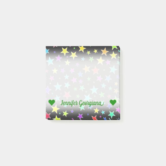 Benutzerdefinierter Name; lustiges, farbiges Stern Post-it Klebezettel (Vorderseite)