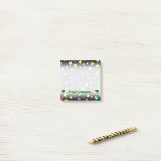 Benutzerdefinierter Name; lustiges, farbiges Stern Post-it Klebezettel (Auf Schreibtisch)