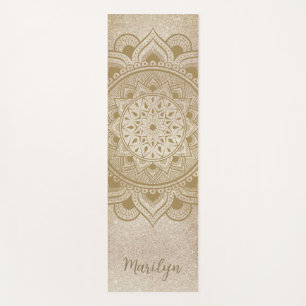 Benutzerdefinierter Name Mandala Om Gold Glitter Ü Yogamatte