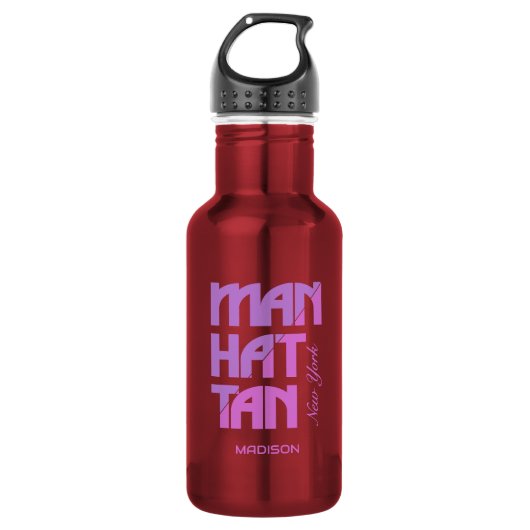 Benutzerdefinierter Name Manhattan New York Edelstahlflasche (Vorderseite)