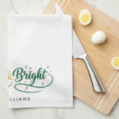 Benutzerdefinierter Name Merry & Bright Script Min Geschirrtuch (Viertel Falte)