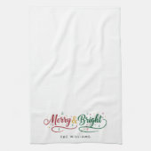 Benutzerdefinierter Name Merry & Bright Script Min Geschirrtuch (Vertikal)