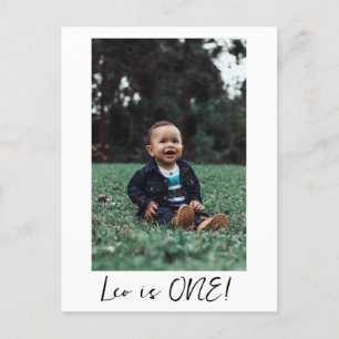 Benutzerdefinierter Name Minimal Leo 1. Geburtstag Postkarte
