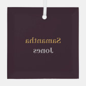 Benutzerdefinierter Name minimalistisches modernes Ornament Aus Glas (Rückseite)