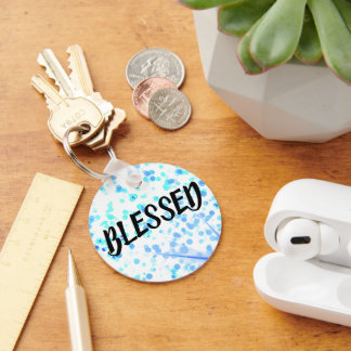 Benutzerdefinierter Name mit BLESSED Inspirierend Schlüsselanhänger