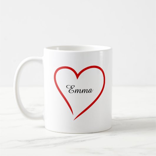 Benutzerdefinierter Name mit Herz – Valentinstag  Kaffeetasse (Links)