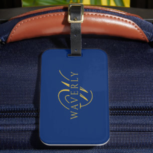 Benutzerdefinierter Name mit Monogramm Navy Blau Gepäckanhänger
