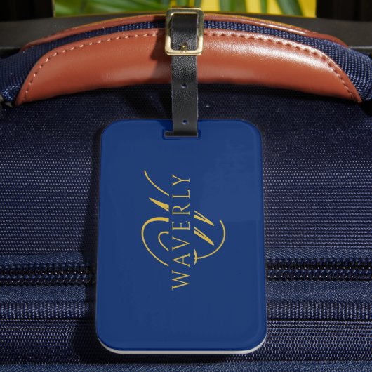 Benutzerdefinierter Name mit Monogramm Navy Blau Gepäckanhänger (Vorderseite Insitu 2)