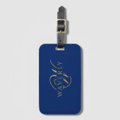Benutzerdefinierter Name mit Monogramm Navy Blau Gepäckanhänger (Vorderseite Vertikal)