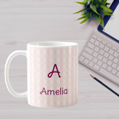Benutzerdefinierter Name mit rosa Gingham-Monogram Kaffeetasse