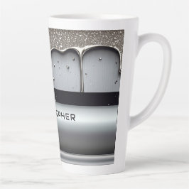 Benutzerdefinierter Name mit tropfendem flüssigem  Milchtasse