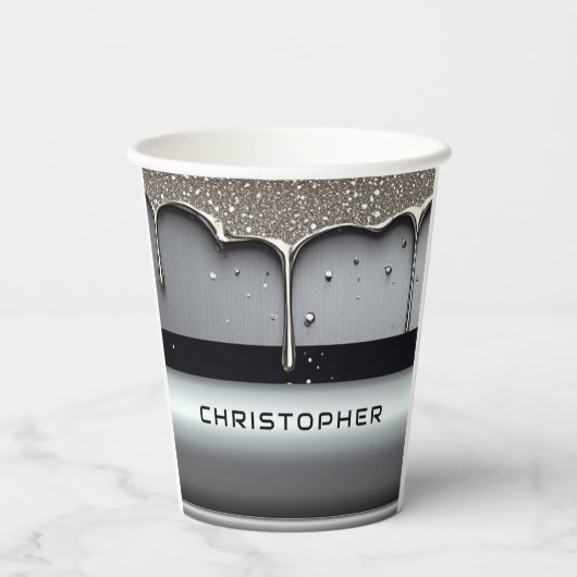 Benutzerdefinierter Name mit tropfendem flüssigem Pappbecher (Rückseite)