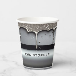 Benutzerdefinierter Name mit tropfendem flüssigem  Pappbecher