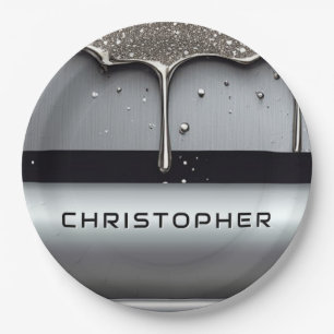 Benutzerdefinierter Name mit tropfendem flüssigem  Pappteller