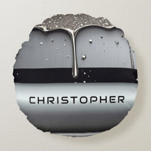 Benutzerdefinierter Name mit tropfendem flüssigem  Rundes Kissen