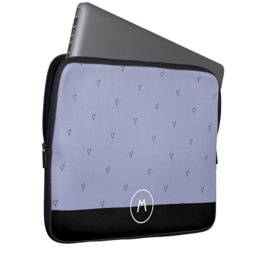 Benutzerdefinierter Name Monogramm einfache blaue  Laptopschutzhülle (Vorne Rechts)