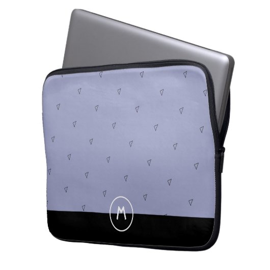 Benutzerdefinierter Name Monogramm einfache blaue Laptopschutzhülle (Vorderseite Links)