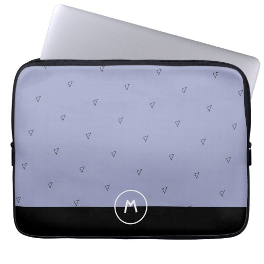 Benutzerdefinierter Name Monogramm einfache blaue  Laptopschutzhülle (Vorderseite)