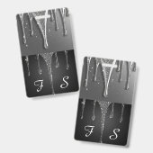 Benutzerdefinierter Name Monogramm Silber Glitter- Ausweis (Vorder- & Rückseite)