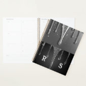 Benutzerdefinierter Name Monogramm Silber Glitter  Planer (Anzeige)