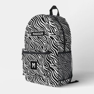 Benutzerdefinierter Name & Monogramm Zebramuster Bedruckter Rucksack