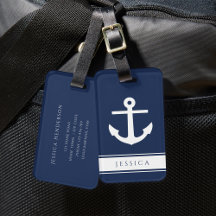 Benutzerdefinierter Name Navy Blau Nautisches Gepä