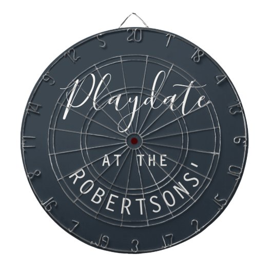 Benutzerdefinierter Name Navy Blau Weiß Playdate M Dartscheibe (vorne)