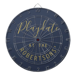 Benutzerdefinierter Name Navy Gold Playdate Schrif Dartscheibe