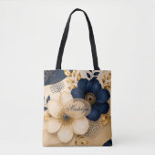 Benutzerdefinierter Name Navy Navy Blau & Gold Bot Tasche (Vorderseite)