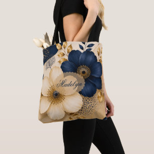 Benutzerdefinierter Name Navy Navy Blau & Gold Bot Tasche
