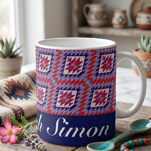 Benutzerdefinierter Name Navy & Rot Boho Modern Qu Kaffeetasse