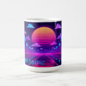 Benutzerdefinierter Name Neon Synthwave Morgen Kaf Kaffeetasse (Mittel)