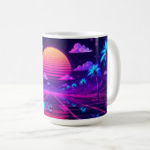 Benutzerdefinierter Name Neon Synthwave Morgen Kaf Kaffeetasse (VorderseiteRechts)
